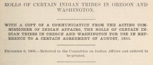 1906 Rolls of certain Indian tribes in Oregon and Washington